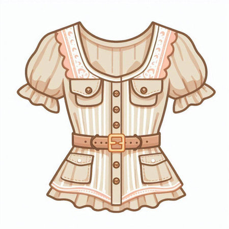 Cartoon illustration of a girl's blouse on a white backgroundのイラスト素材