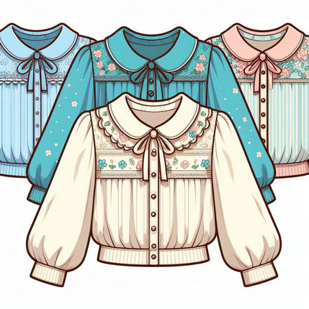 Illustration of women's clothing in retro style. Vector illustration.のイラスト素材