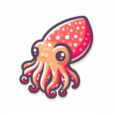 Illustration of a cute cartoon octopus isolated on a white backgroundのイラスト素材