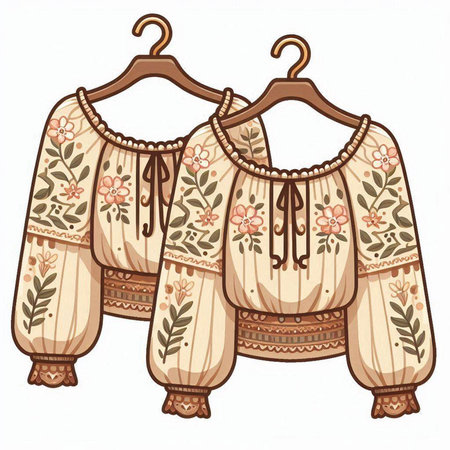 Ukrainian embroidery on a hanger. Vector illustrationのイラスト素材