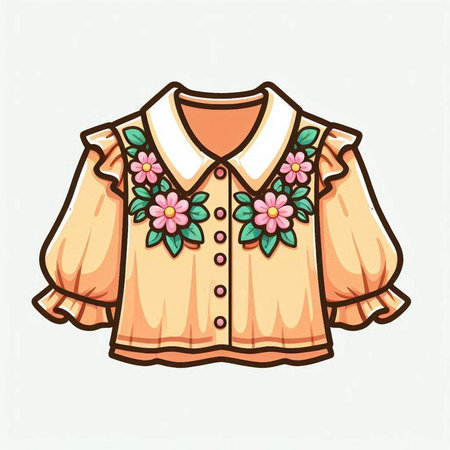 Illustration of women's blouse with flowers. Vector illustration.のイラスト素材