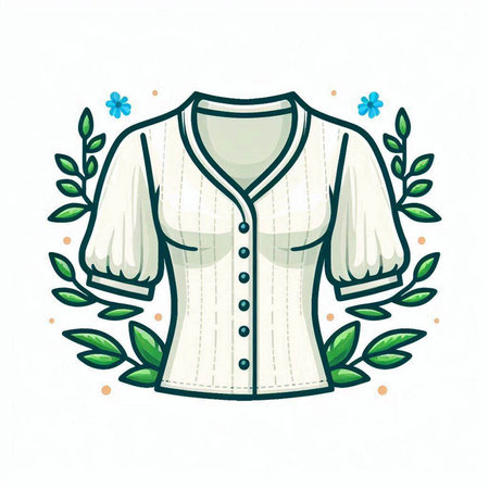 Women's blouse with a flower wreath. Vector illustration.のイラスト素材