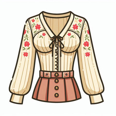 Vector illustration of a woman's blouse with a floral pattern.のイラスト素材