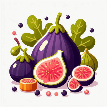 Figs and figs vector illustration. Fruits and berries.のイラスト素材