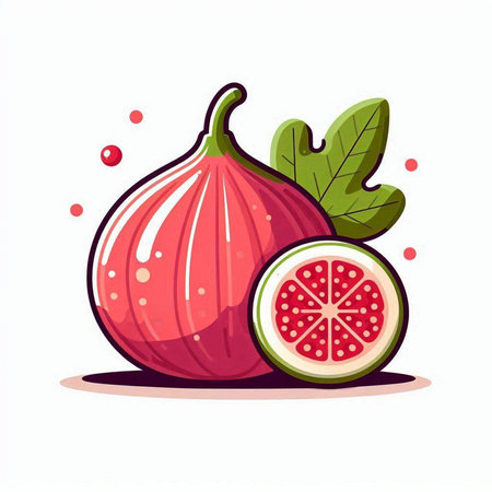 Figs vector illustration. Isolated on white background. Fresh fruits.のイラスト素材