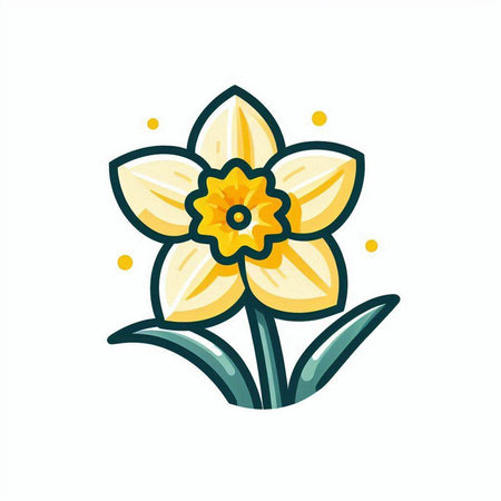 Daffodil flower vector icon. Narcissus isolated on white background.のイラスト素材
