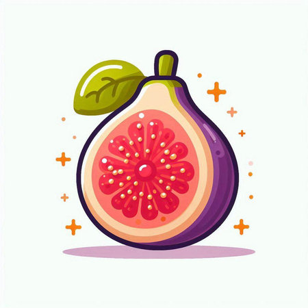 Fruit fig. Vector illustration in cartoon style. Isolated on white background.のイラスト素材