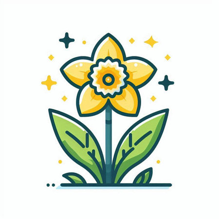 Daffodil flower icon. Flat design. Vector illustration.のイラスト素材