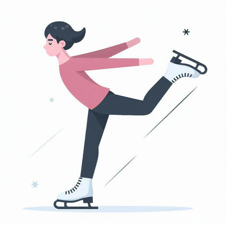 Figure skating. Winter sport. Vector illustration in flat cartoon style.のイラスト素材