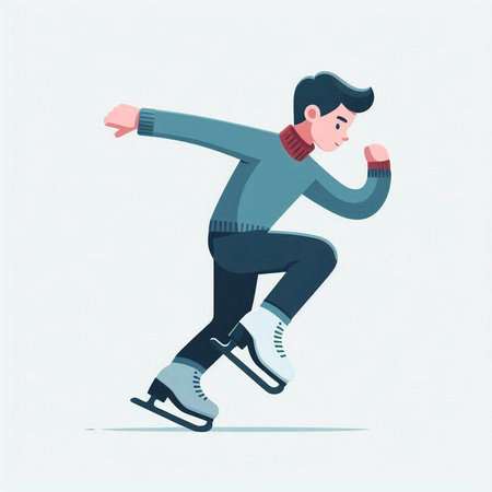 Man skating on ice rink. Winter sport activity. Vector illustration.のイラスト素材