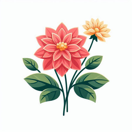 Beautiful dahlia flower isolated on white background. Vector illustration.のイラスト素材