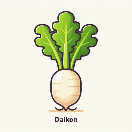 Daikon radish. Vector illustration in flat cartoon style.のイラスト素材