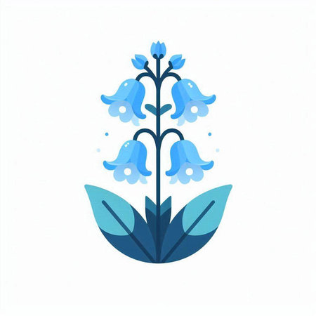 Blue flower isolated on white background. Hand drawn vector illustration in flat style.のイラスト素材