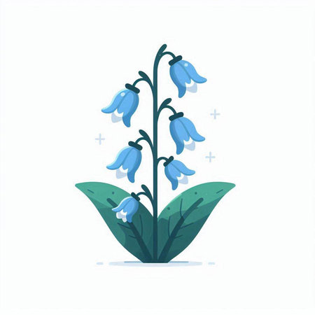 Bluebell flowers isolated on white background. Flat style vector illustration.のイラスト素材