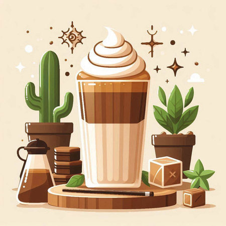 Coffee latte design. Vector illustration in flat style.のイラスト素材