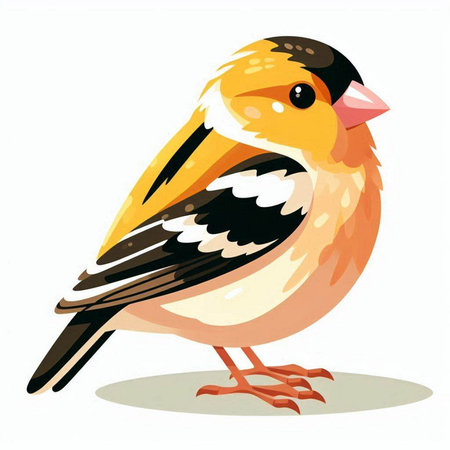 Goldfinch isolated on a white background. Vector cartoon illustration.のイラスト素材