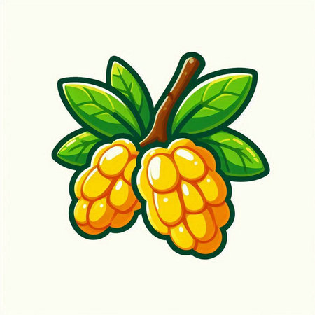 Cocoa fruit with leaves isolated on white background. Vector illustration.のイラスト素材