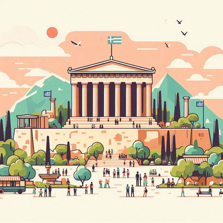 Athens, Greece. Famous landmark. Vector illustration in flat styleのイラスト素材