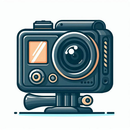 Vector illustration of a retro camera on a white background. Flat style.のイラスト素材