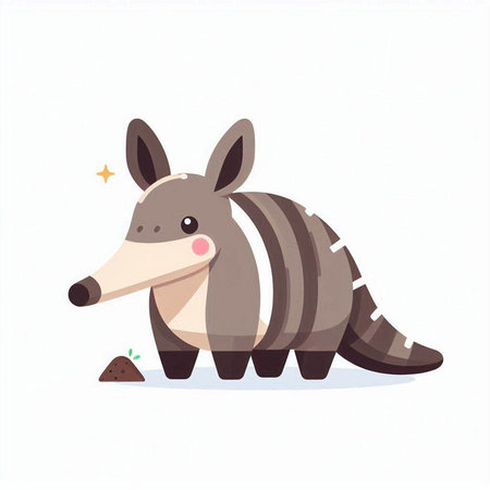 Cute cartoon armadillo. Vector illustration on white background.のイラスト素材