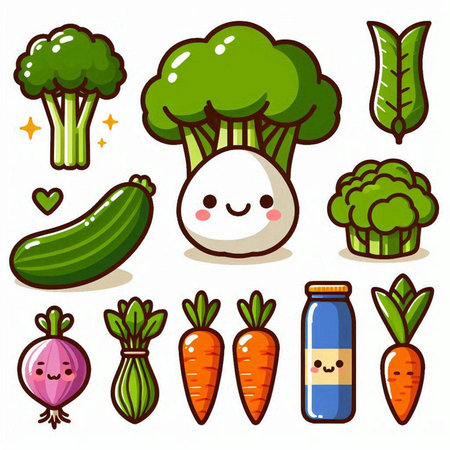 Vegetable icon set. Cartoon illustration of vegetable vector icon set for web designのイラスト素材