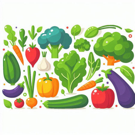 Vegetables. Vector illustration in flat cartoon style. Vegetarian food.のイラスト素材