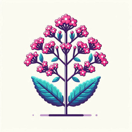 Beautiful vector illustration of a decorative tree with pink flowers on a white backgroundのイラスト素材
