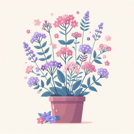 Flowers in a pot. Vector illustration in a flat style.のイラスト素材