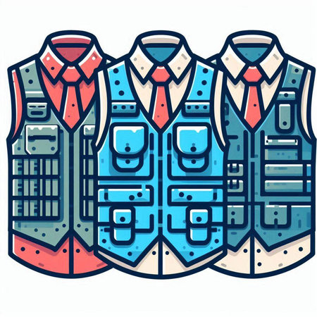 Illustration of a man's shirt with buttons and necktie.のイラスト素材