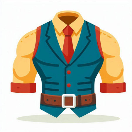 Man suit with belt isolated on white background. Vector cartoon illustration.のイラスト素材