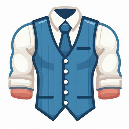 Vector illustration of a blue waistcoat with a button on a white backgroundのイラスト素材