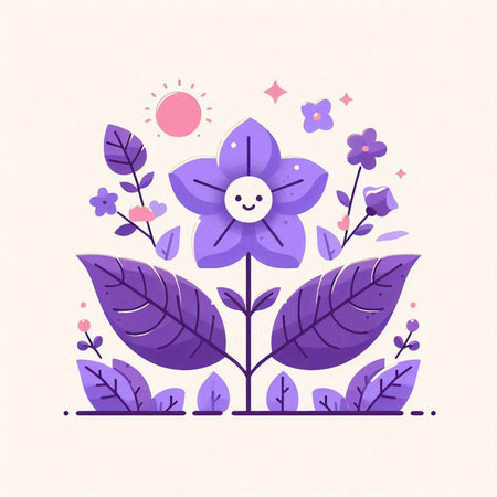 Flower vector illustration in flat style. Cute floral background.のイラスト素材