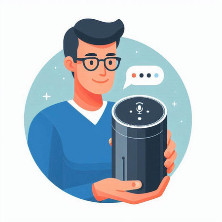 Man holding a speaker. Vector illustration in a flat style. A man with a speaker.のイラスト素材