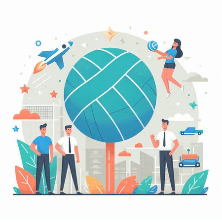 People on the background of the city. Vector illustration in a flat style.のイラスト素材