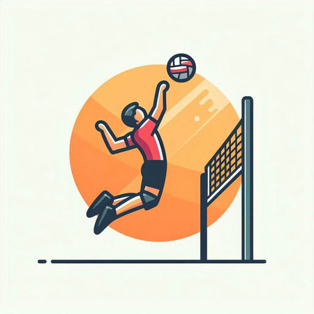 Volleyball player in action. Volleyball vector illustration.のイラスト素材