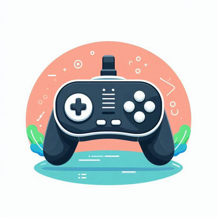 Gamepad flat color vector icon. Game controller isolated cartoon illustration.のイラスト素材