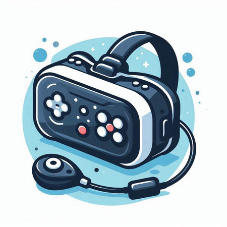 Gamepad and headphones. Vector illustration in a flat style. Isolated on white background.のイラスト素材