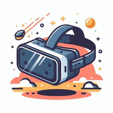 VR headset. Vector illustration in flat cartoon style. Isolated on white background.のイラスト素材
