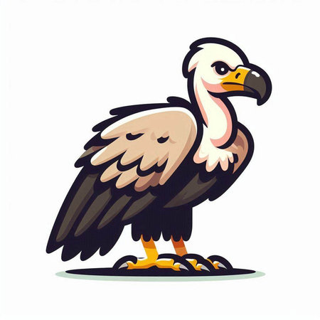 Vector illustration of a vulture on white background. Cartoon style.のイラスト素材