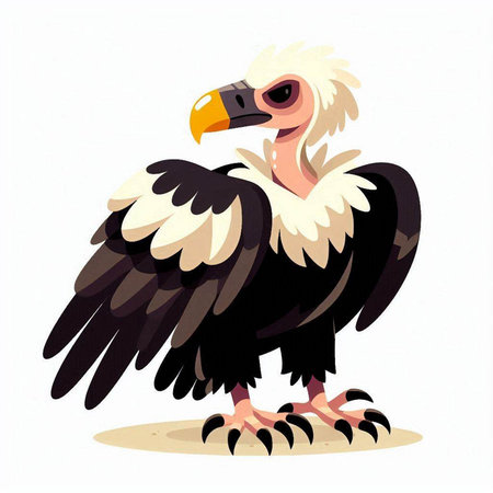 Griffon vulture vector illustration isolated on white background. Cartoon style.のイラスト素材