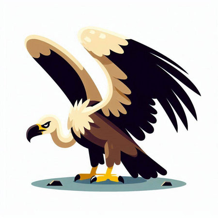 Vulture on a white background. Vector illustration in cartoon style.のイラスト素材