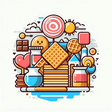 Vector thin line icon set of sweet food and sweets. Linear pictogram for web site design and mobile appsのイラスト素材