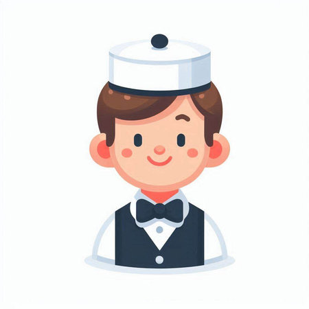 Cartoon chef in uniform. Vector illustration in a flat style.のイラスト素材