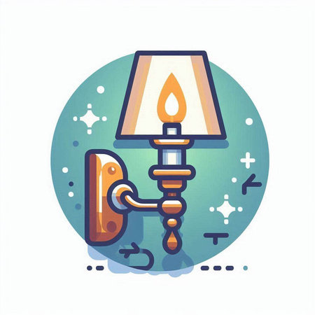 Lantern icon in flat style. Vector illustration of a lamp.のイラスト素材
