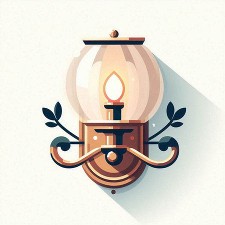 Lantern vector illustration in vintage style. Lantern with burning candle.のイラスト素材