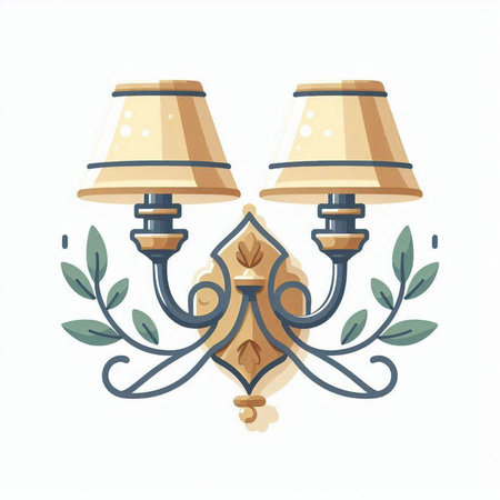Vintage wall lamp. Vector illustration in cartoon style isolated on white background.のイラスト素材