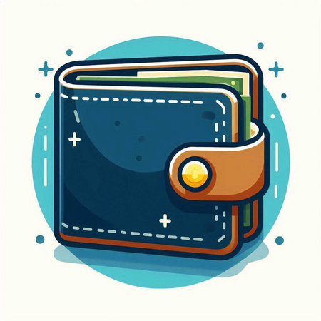 Wallet icon. Vector illustration of a purse in flat design style.のイラスト素材