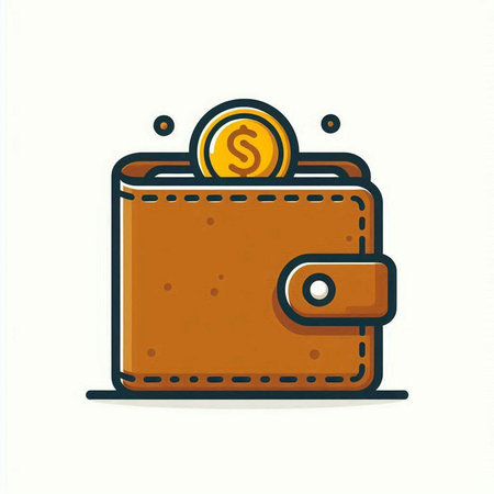 Wallet with coins. Vector illustration in a flat style on a white background.のイラスト素材