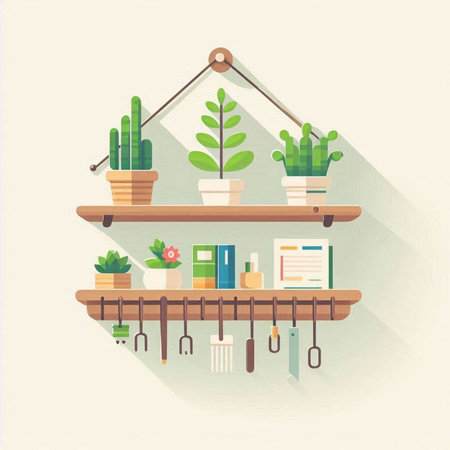 Flat design modern vector illustration concept of home gardening, houseplants and tools.のイラスト素材