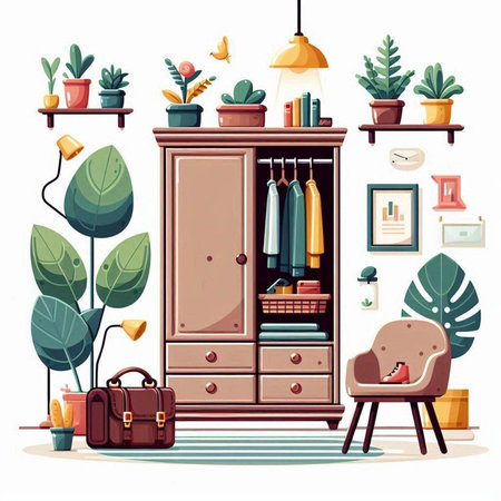 Furniture and interior elements. Furniture and interior design. Vector illustrationのイラスト素材